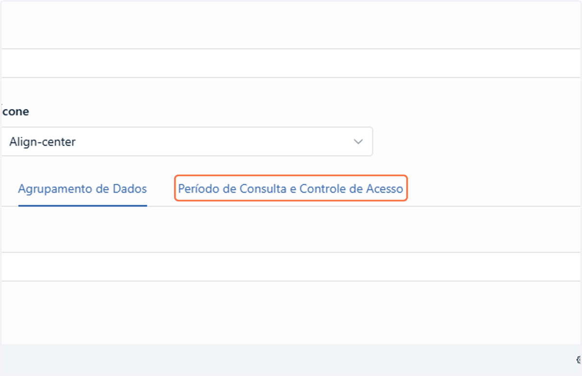 Caso queira definir filtros locais por período dentro de um dashboard, vá até a aba "Período de Consulta e Controle de Acesso"