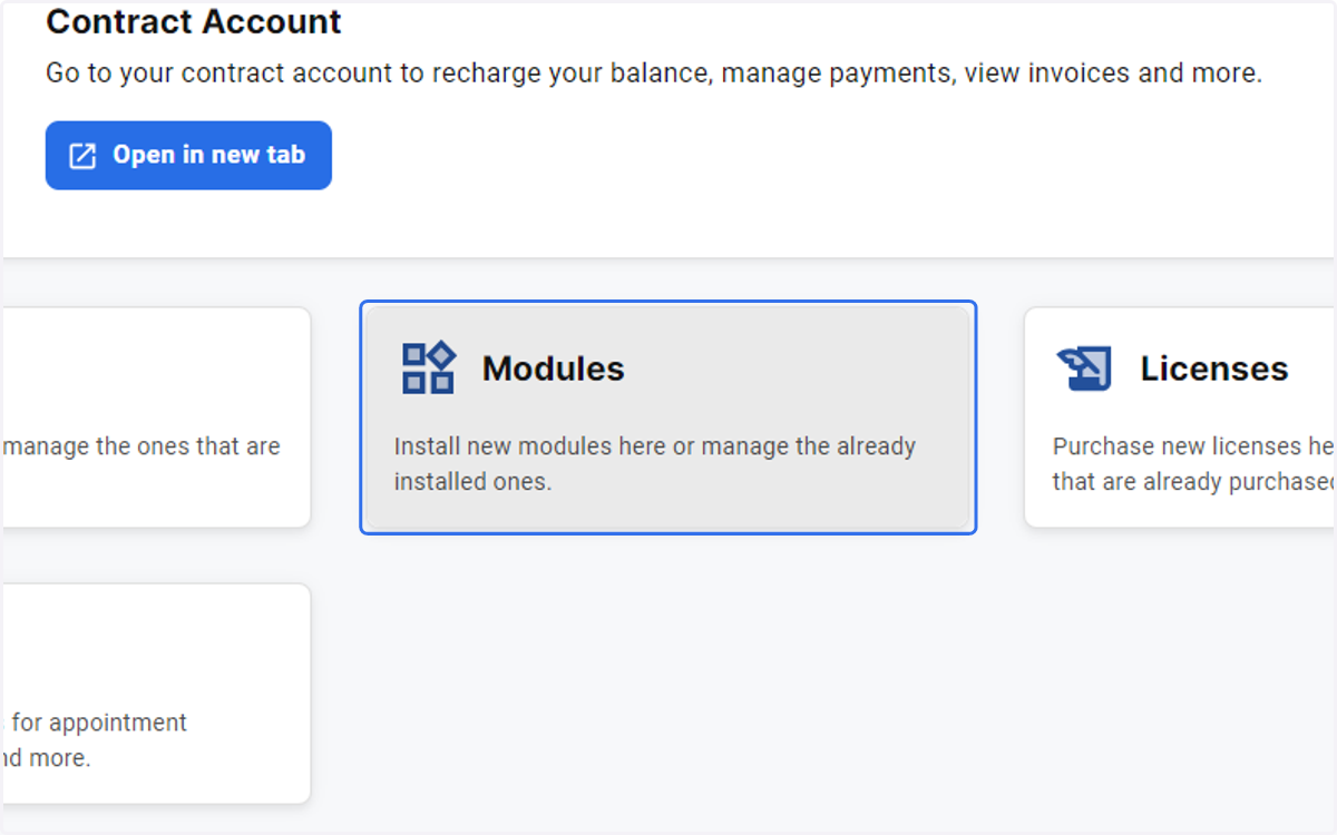 Click on Modules