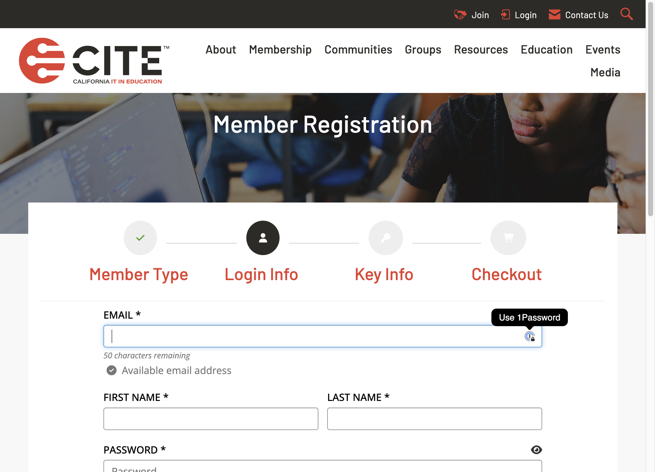 Complete the membership application