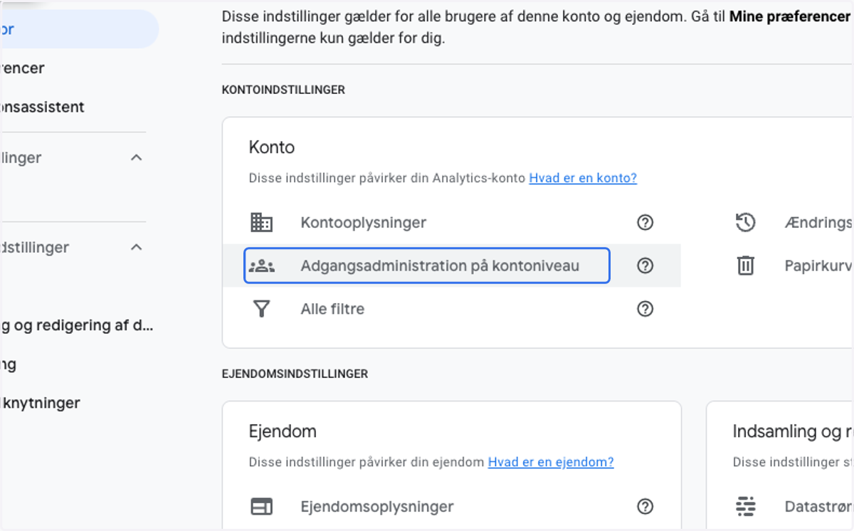 Click on Access management at account level