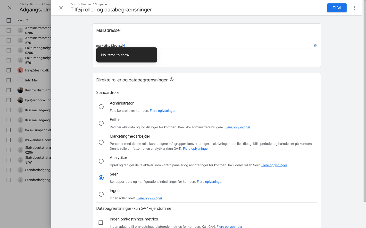 Type "marketing@looja.dk"