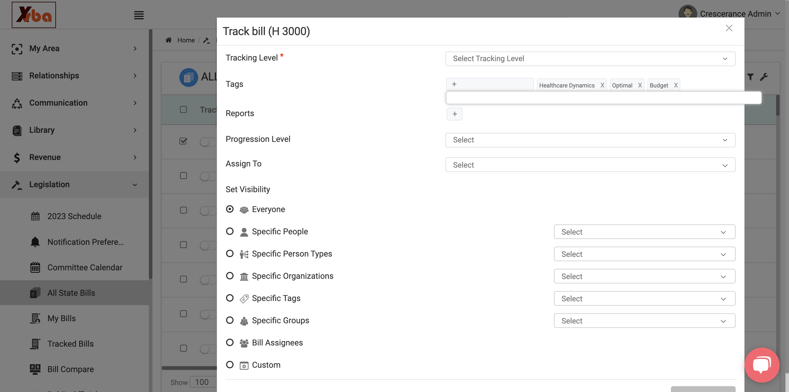 To create a new tag, click on the plus sign on the row associated with Tags