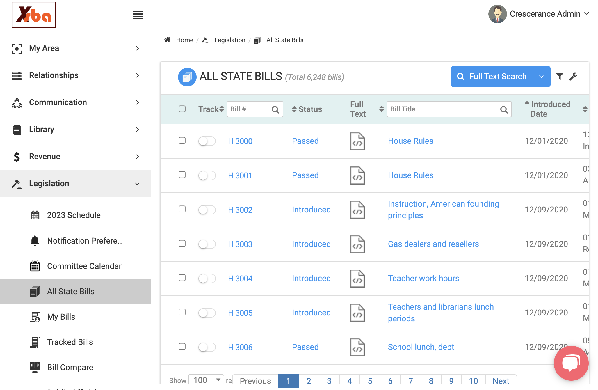 Click to track a bill