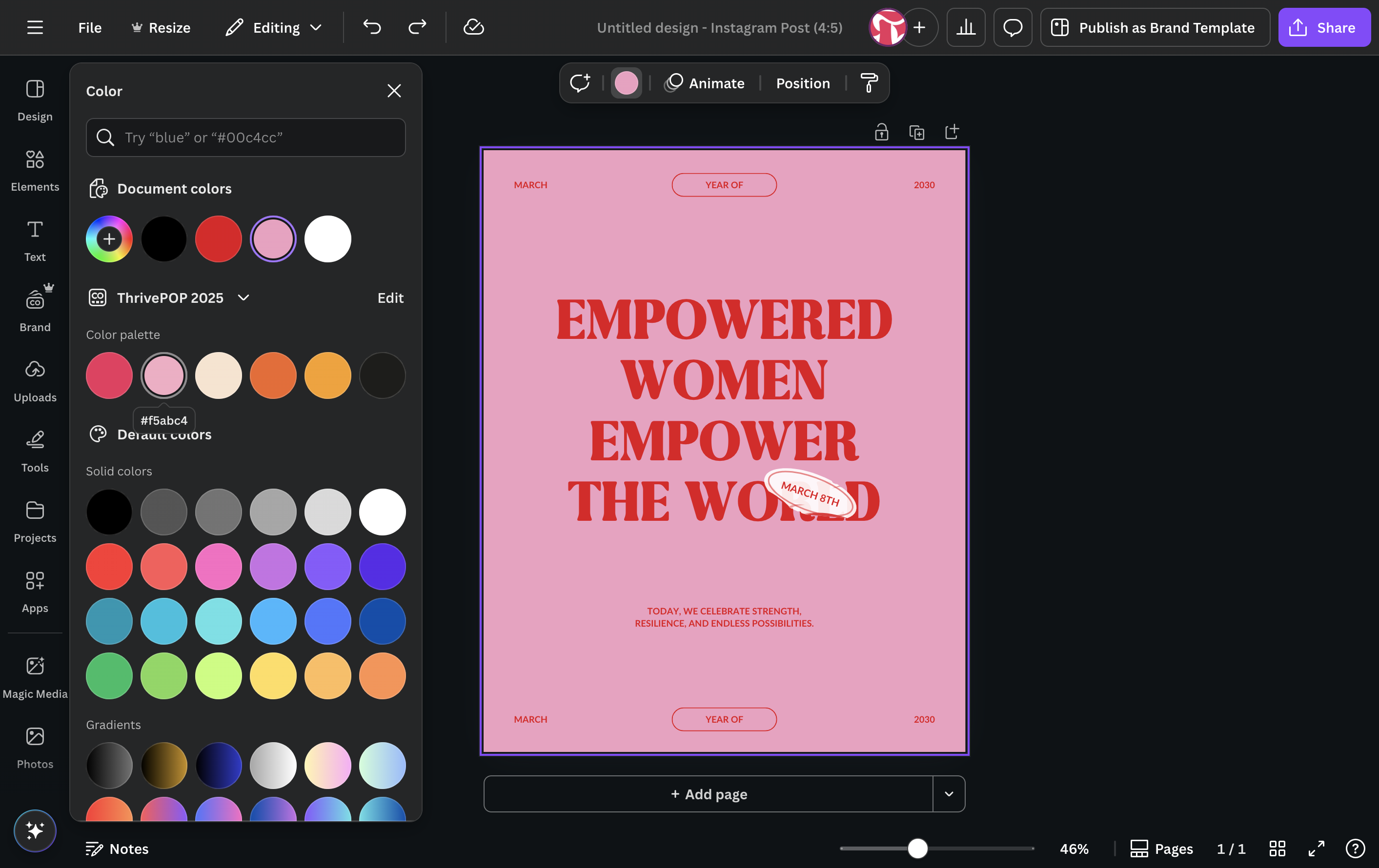 Choose a color from your brand kit or default colors.