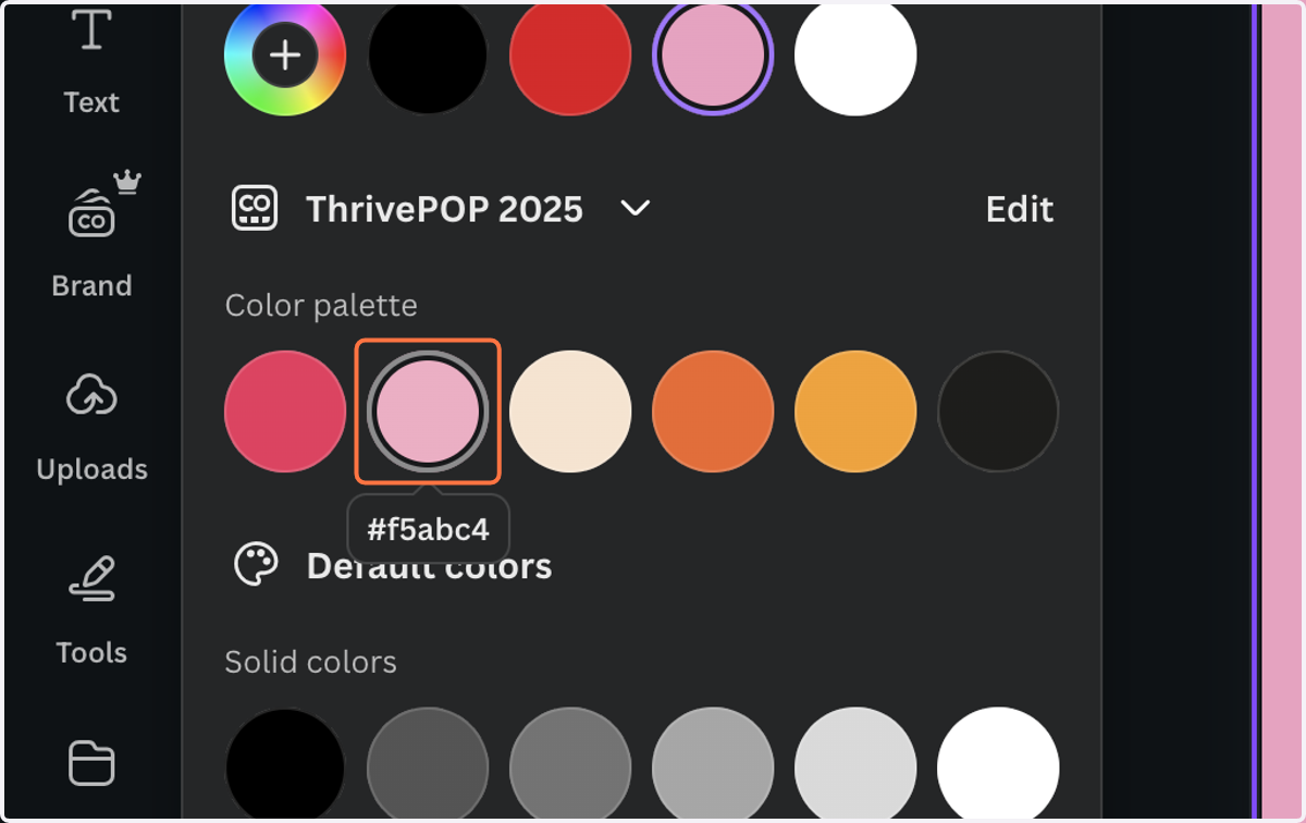 Choose a color from your brand kit or default colors.