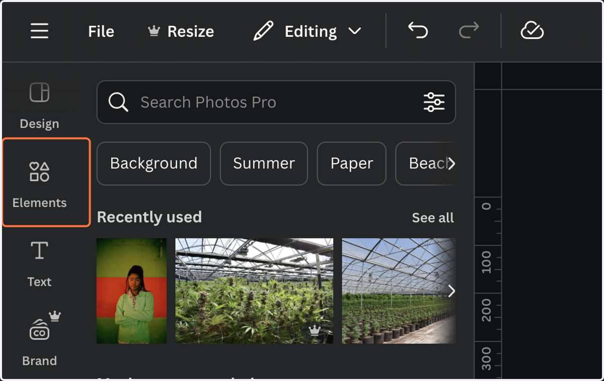 To use a mockup, click on elements.