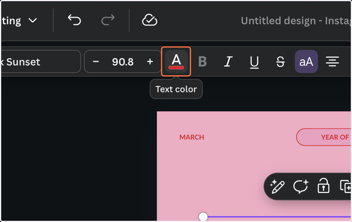 You can change all instances of a color in a design at once. Click on the color in the task bar.