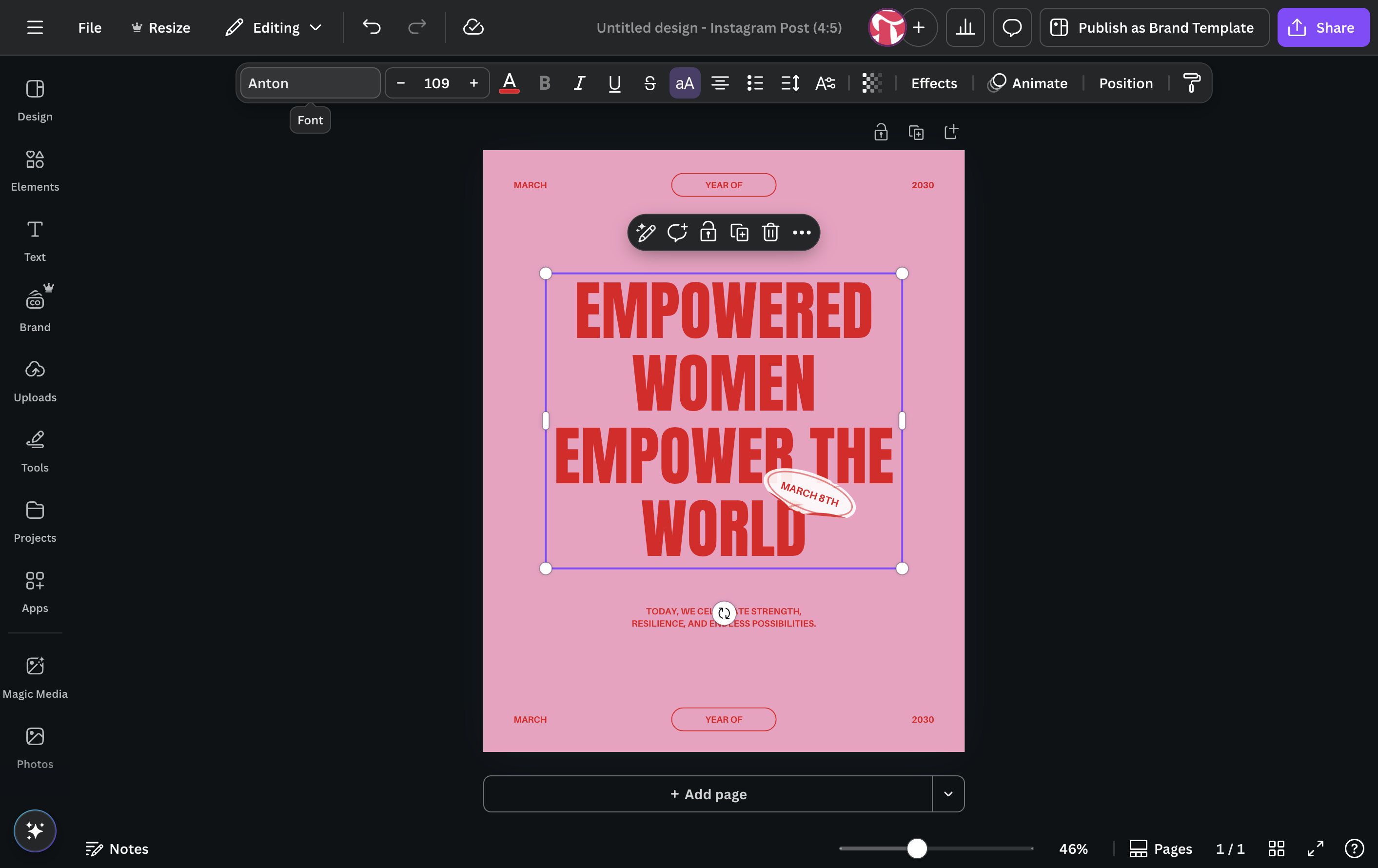 Click on the name of the current font, it will open the font menu.