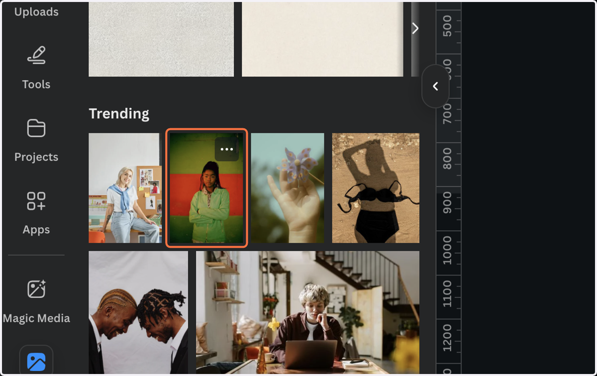 You can drag an image from the photos menu or from the canvas into a frame.