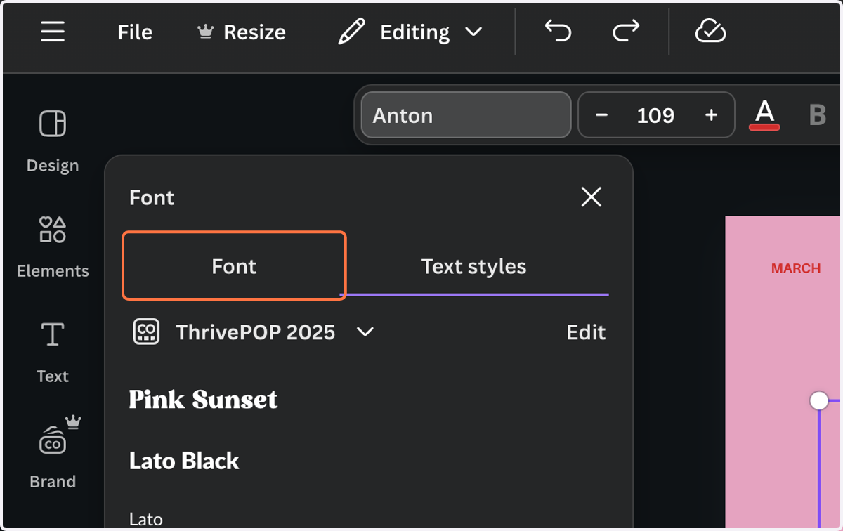 Option 2: Click on Font