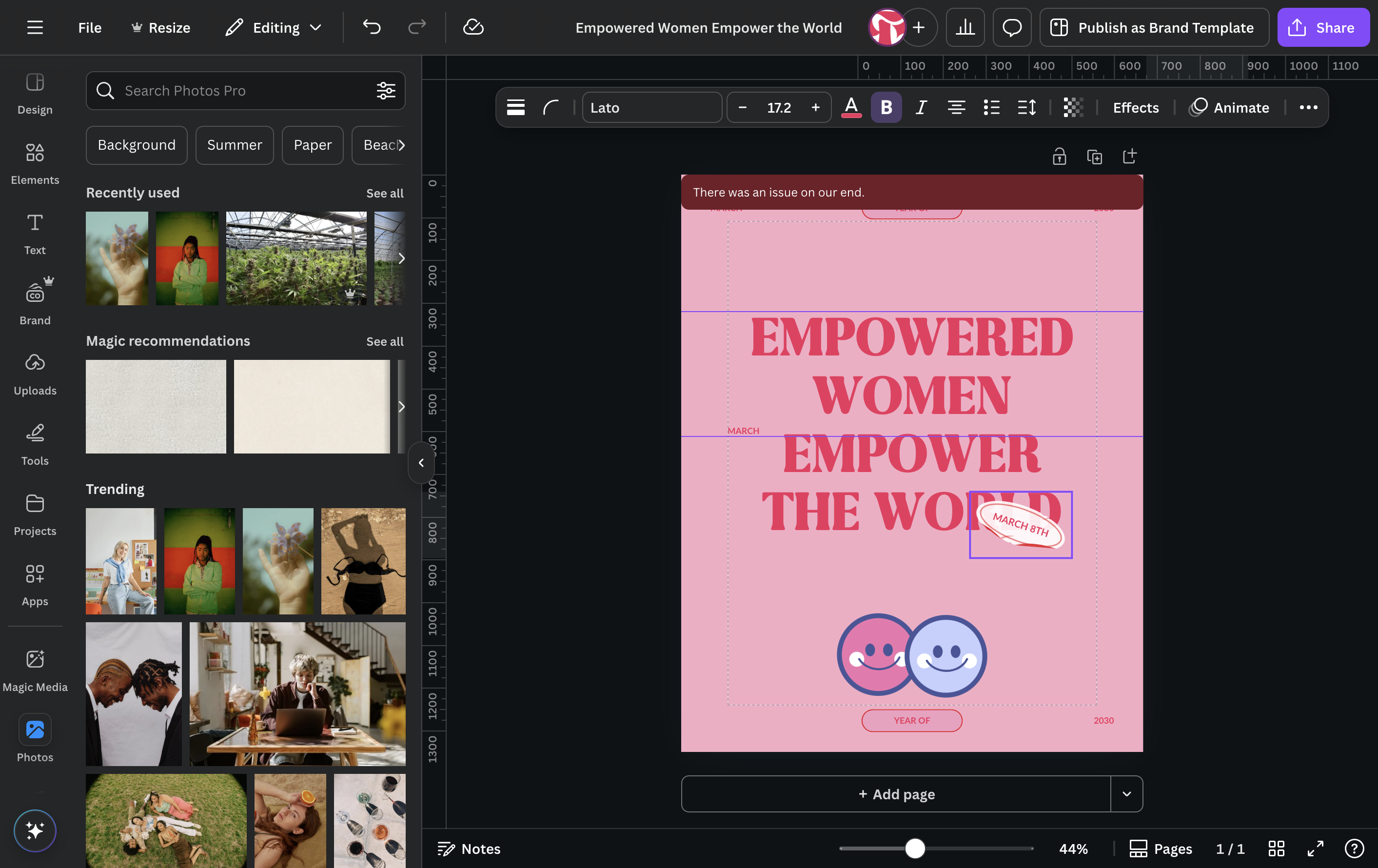 Click on an item on the canvas.