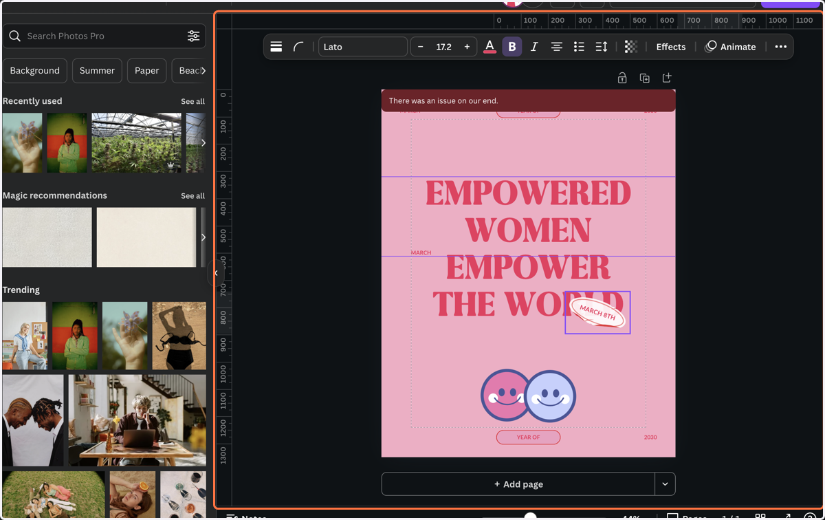 Click on an item on the canvas.