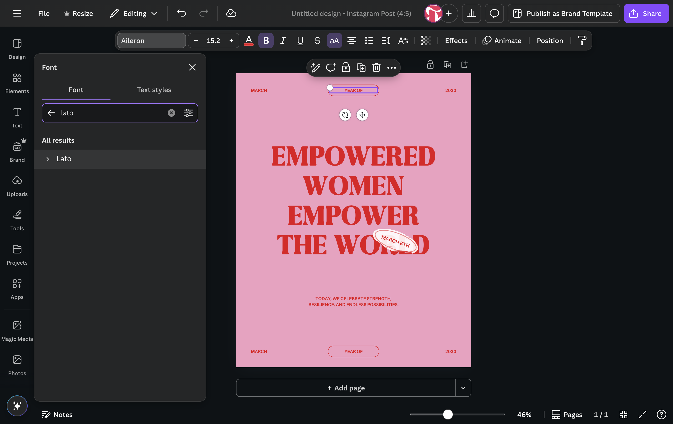 Select the new font.