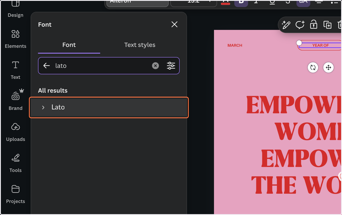 Select the new font.