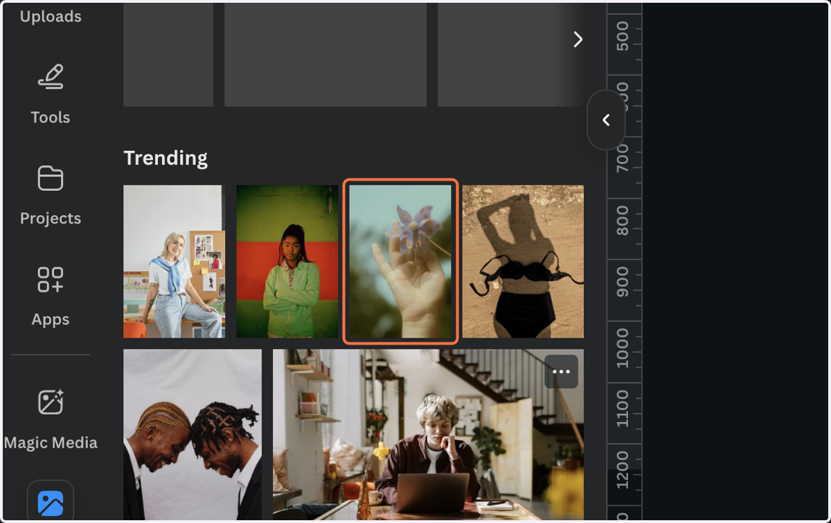 You can drag an image from the photos menu or from the canvas into a frame.