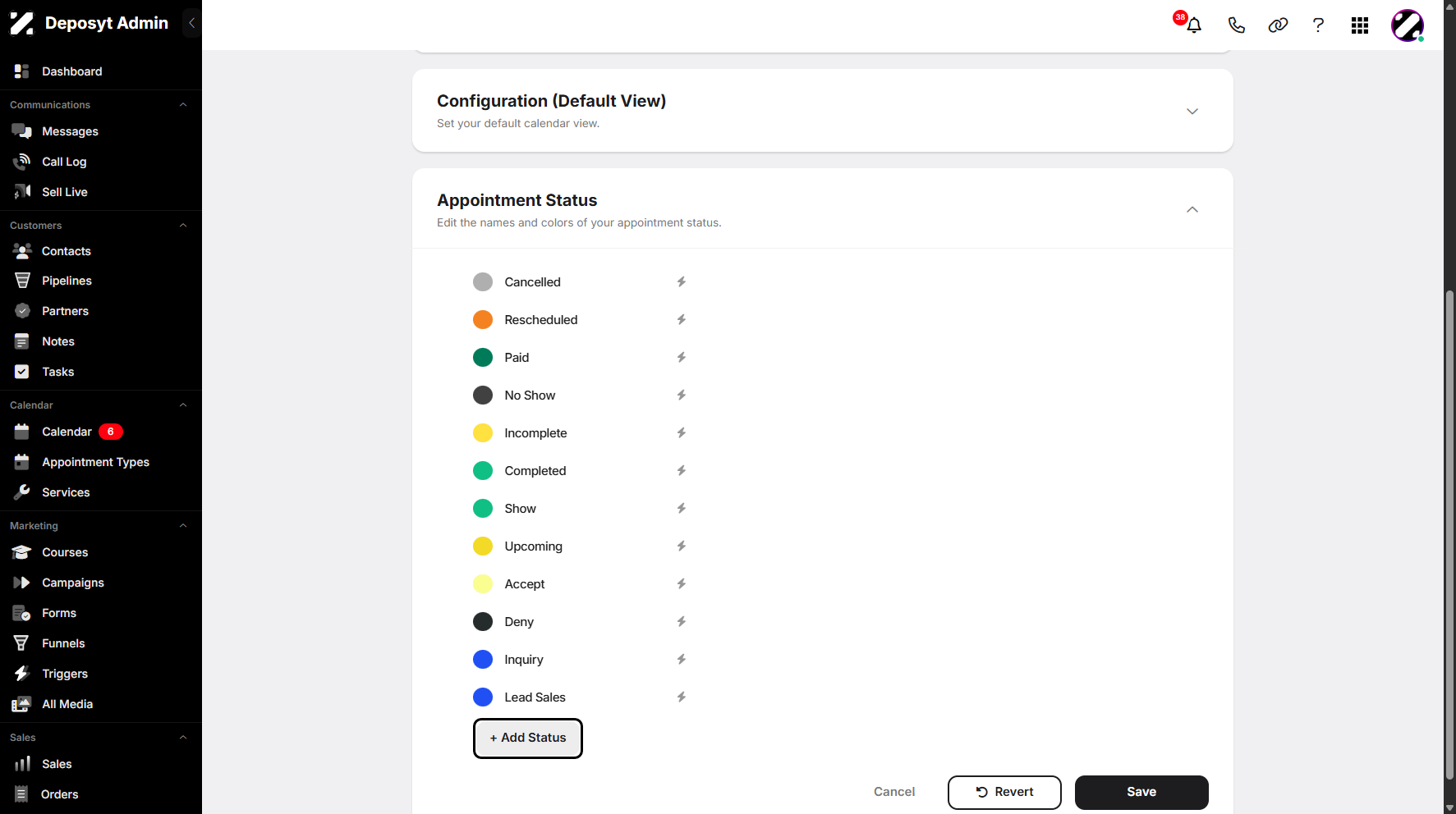 Step 9: Next is the + Add Status button, which allows you to add more statuses as needed.