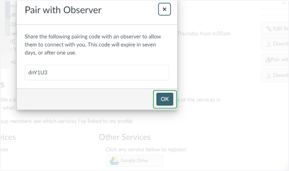 Copy the pairing code