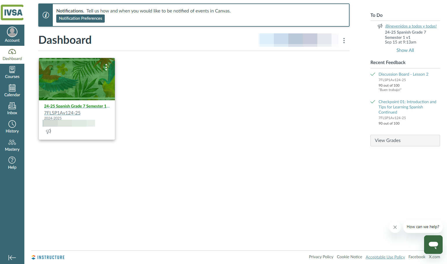 On the Observer Dashboard, you can click the course card(s) to access the student's course information.