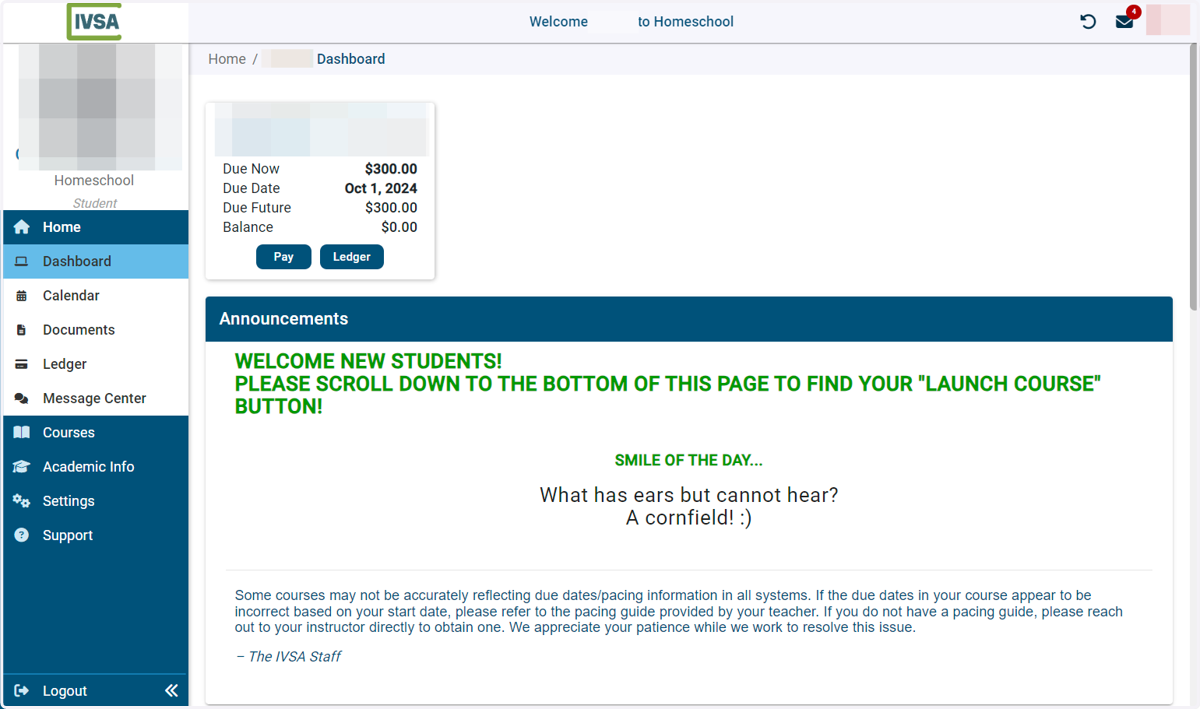 Login to the IVSA student account
