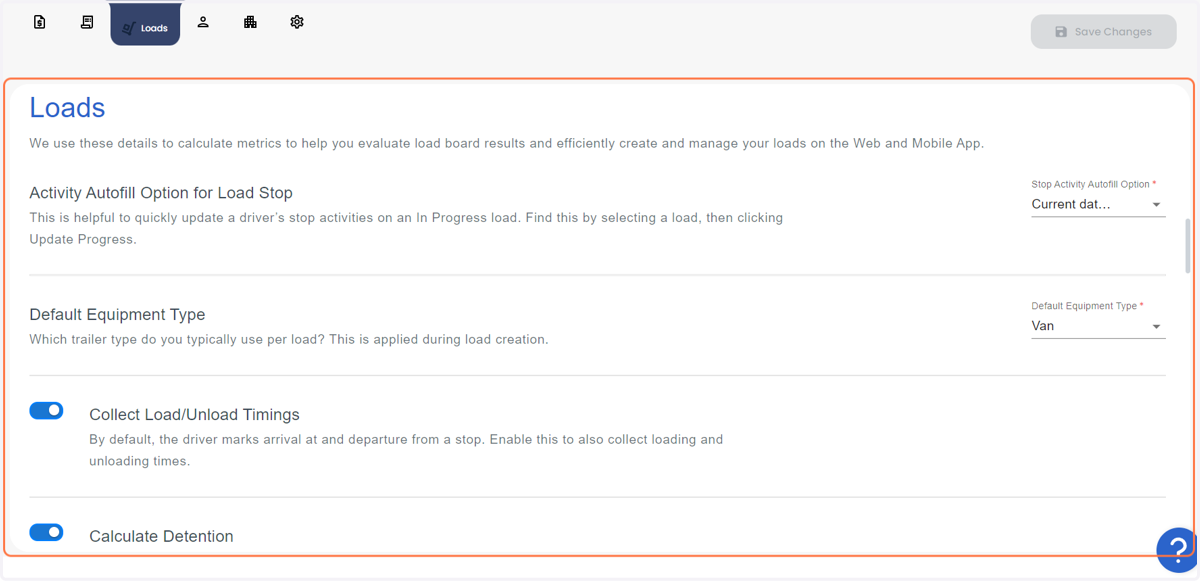 Under Loads, you can add Load Preferences