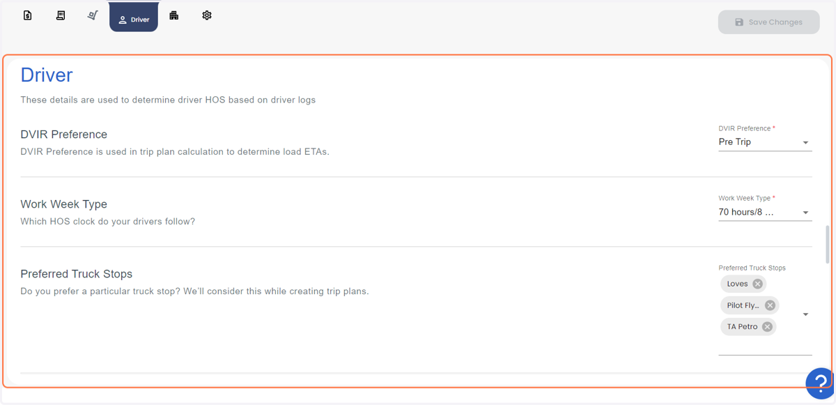 Under Driver, you can add Driver Preferences