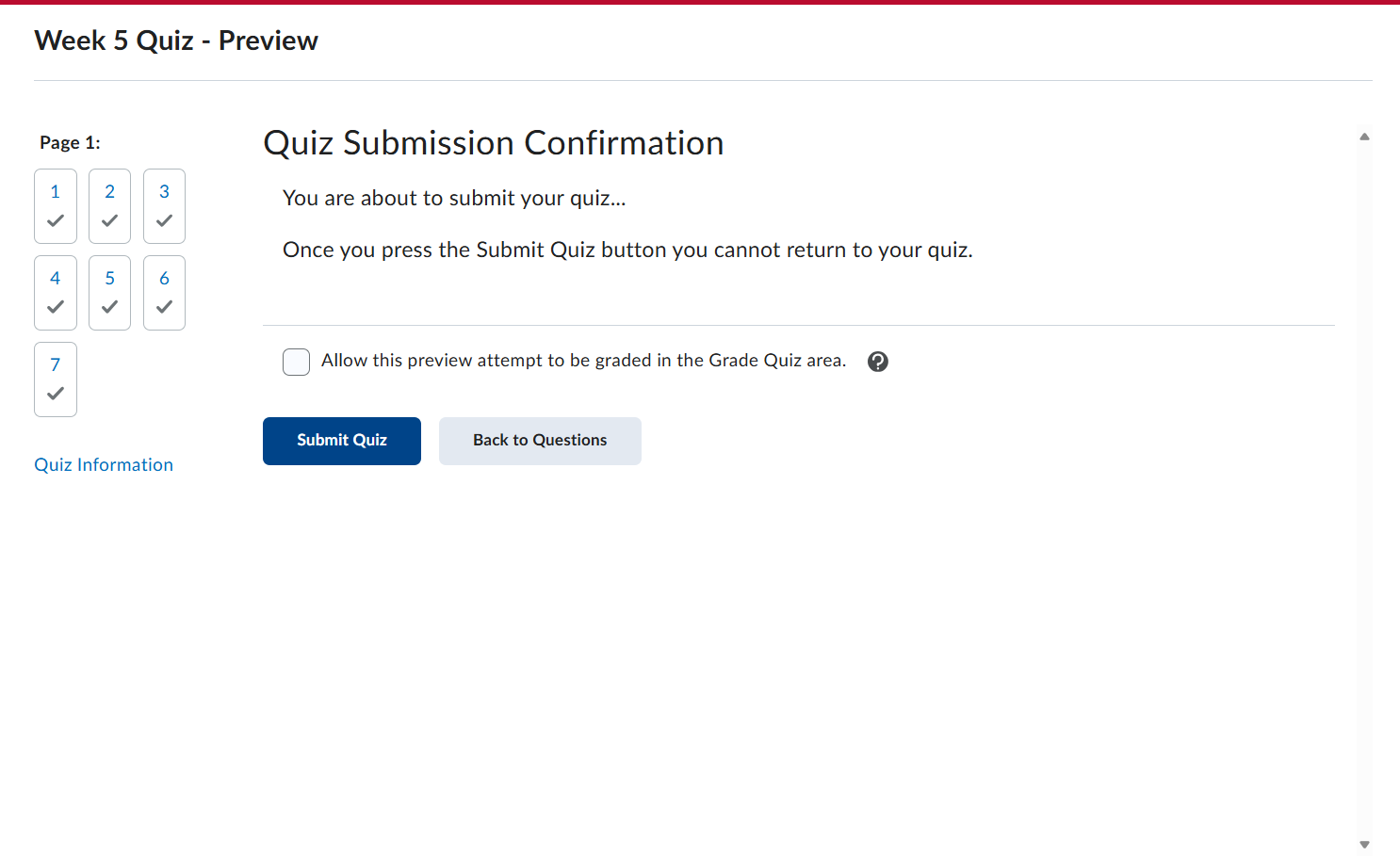 Click on Submit Quiz again.