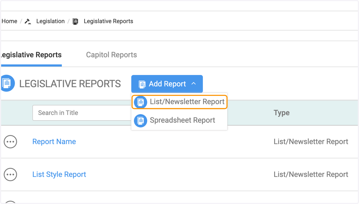 Click on List/Newsletter Report