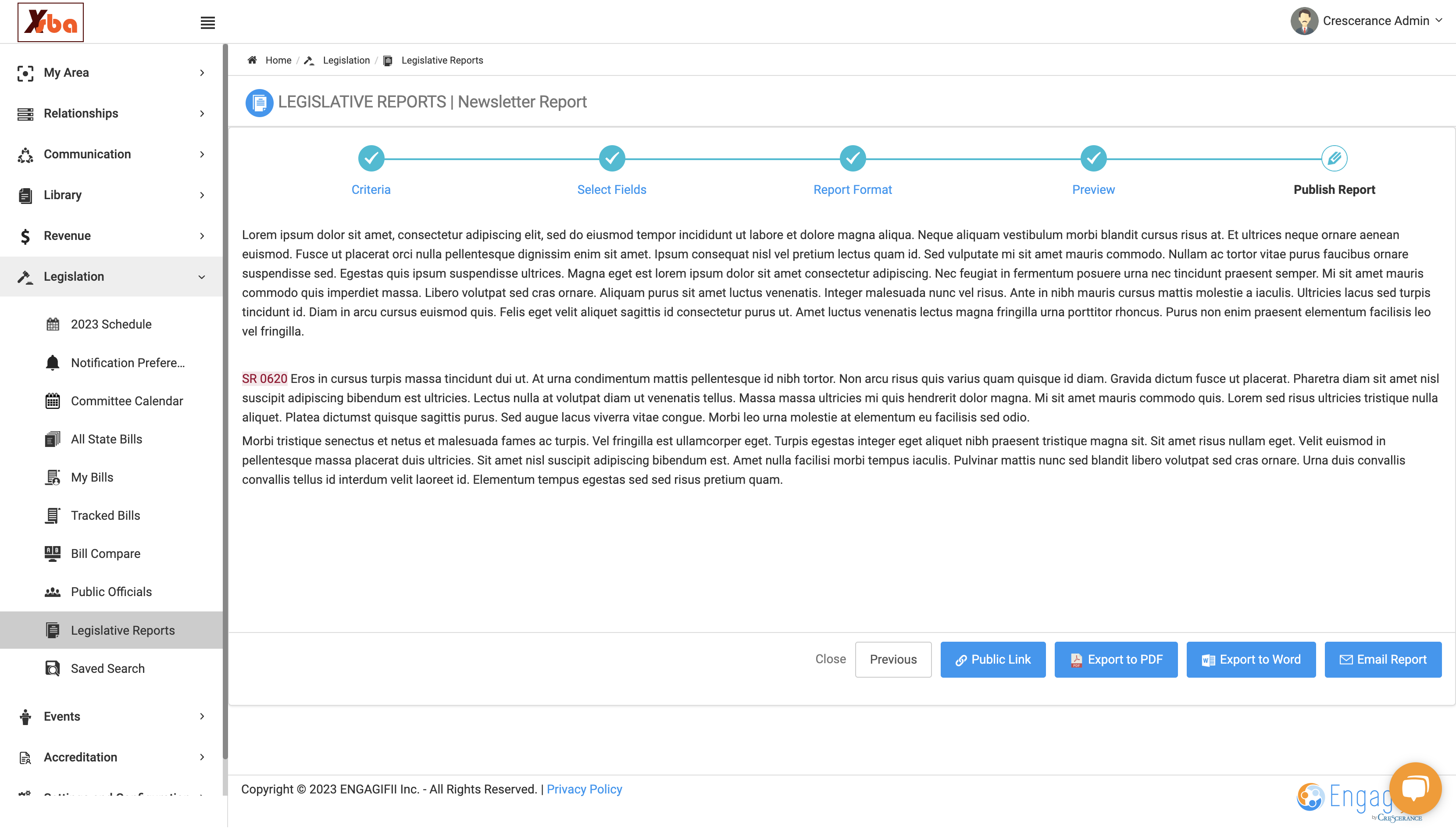Lastly, you have your Publish step, where you can share via Public Link, PDF or Word Doc or emailing