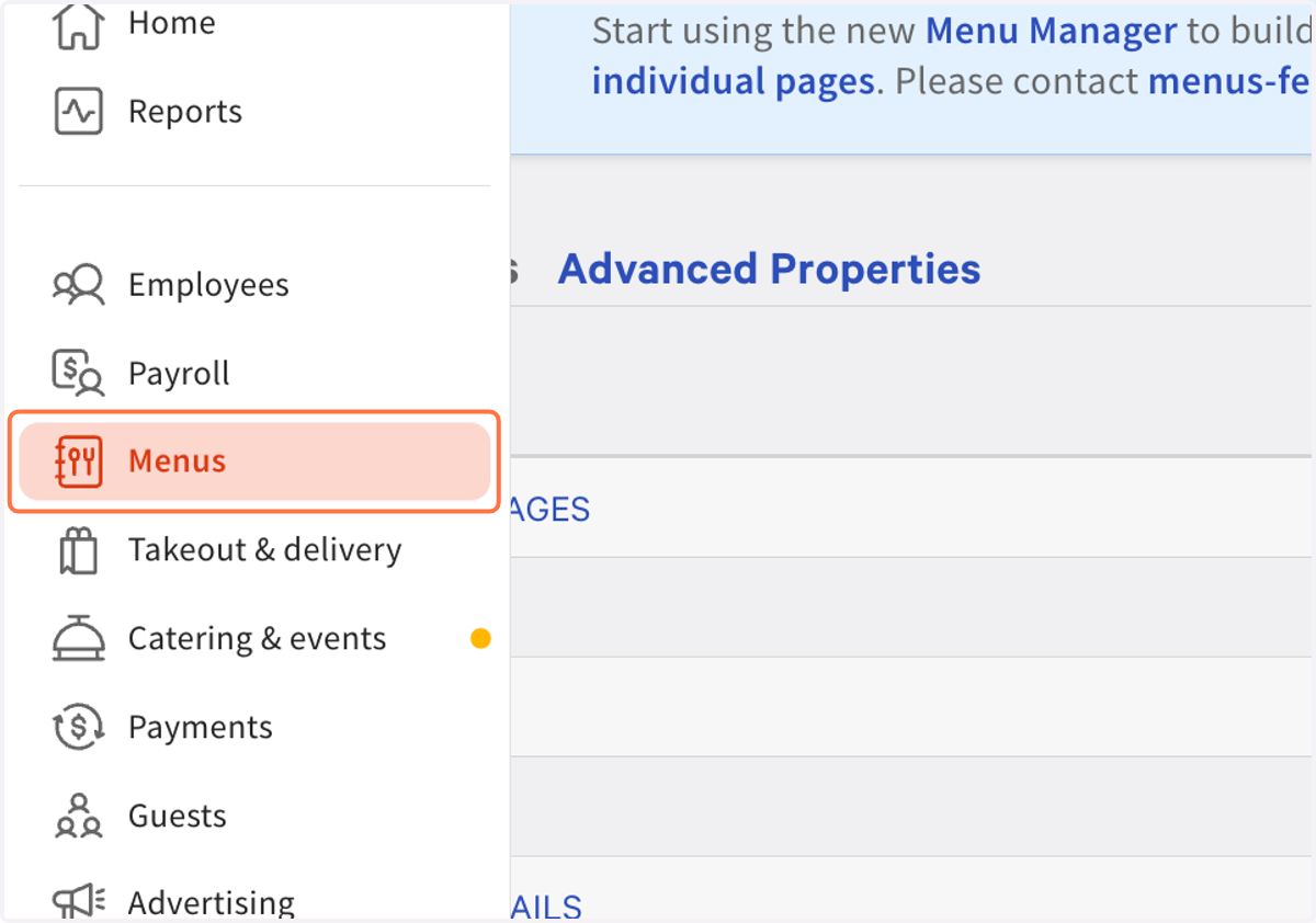 Now we will ensure your Menus are visible to Kea's AI - Click on Menus
