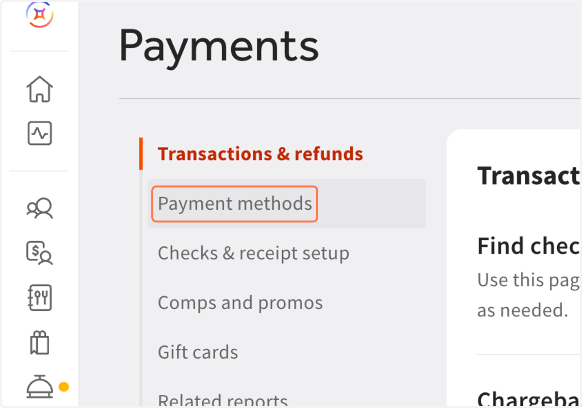 Click on Payment methods