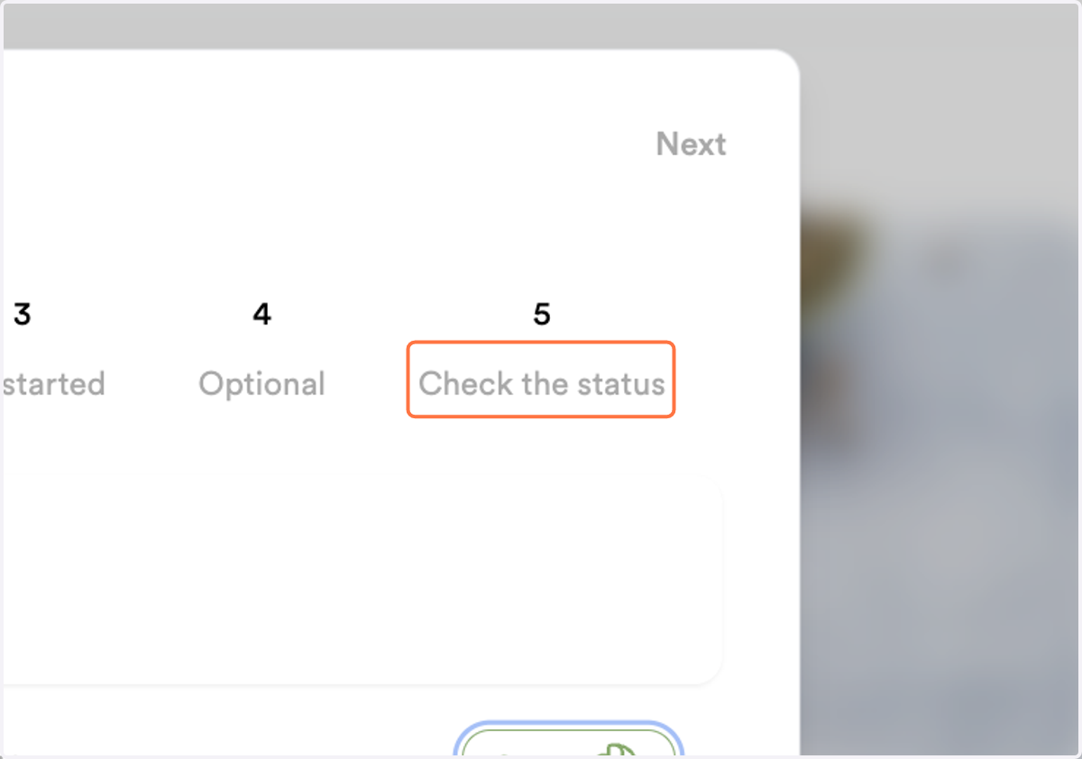 From the open pop up in Stream - click over to #5, Check the status