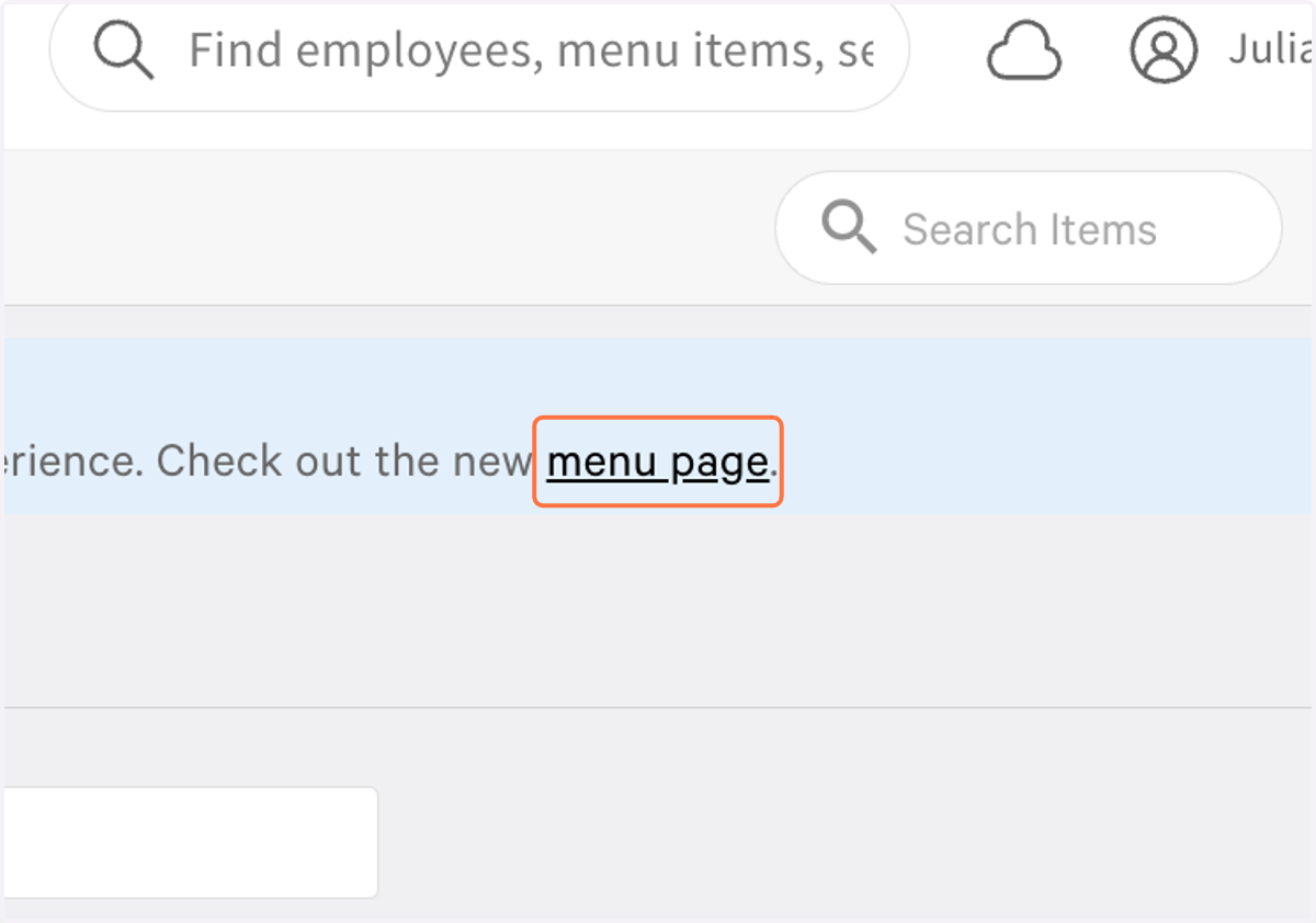 From the BLUE BANNER up top - Click on menu page