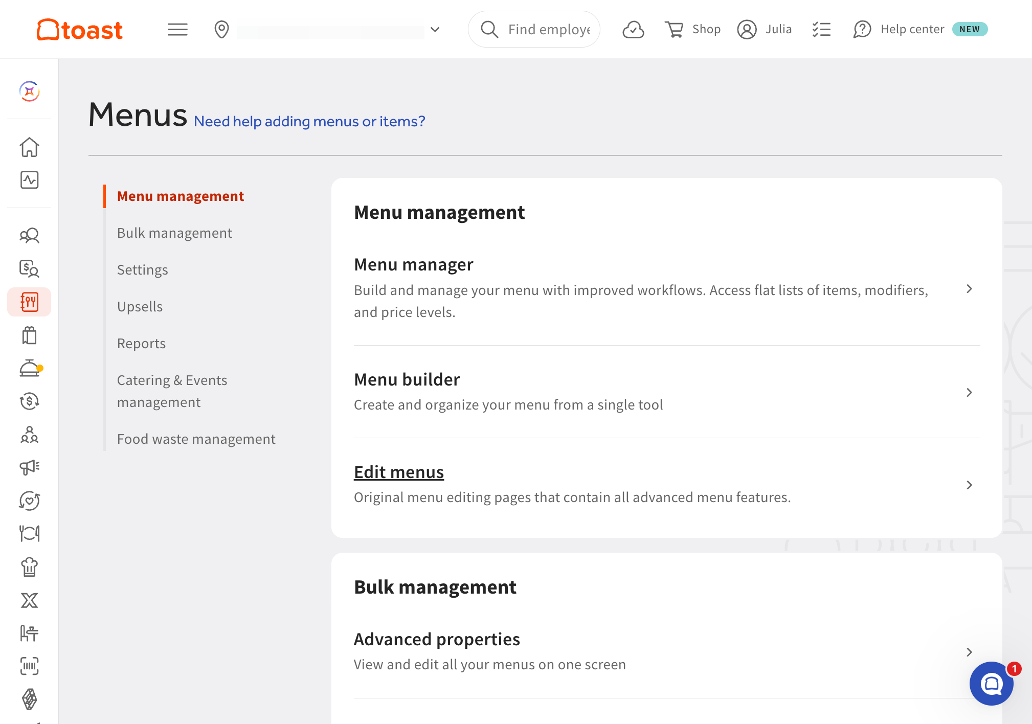 Click on Navigate to Edit menus