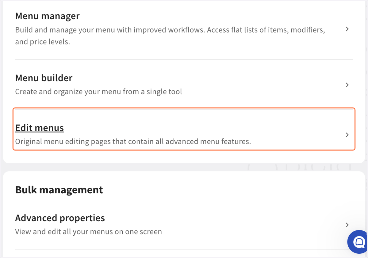 Click on Navigate to Edit menus