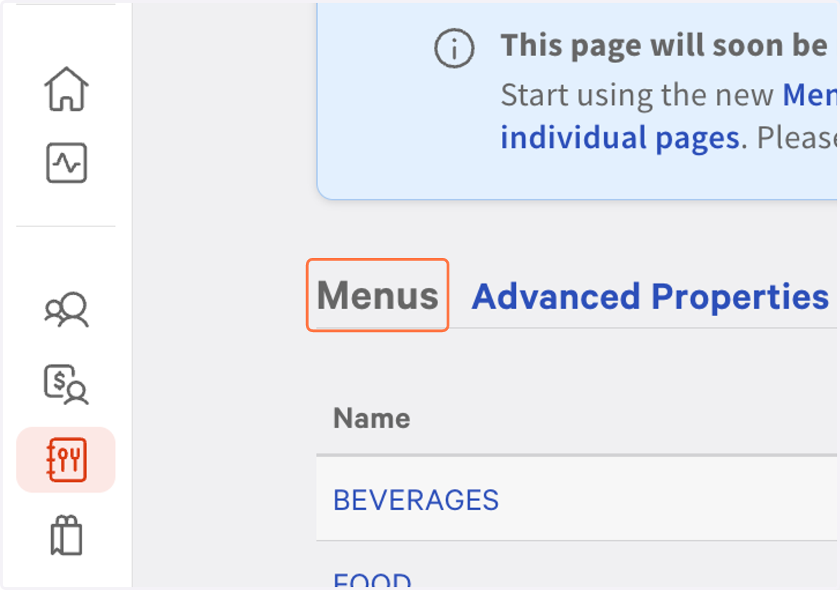 From this page - determine which of your menus your customer's typically would use to order takeout from the phone