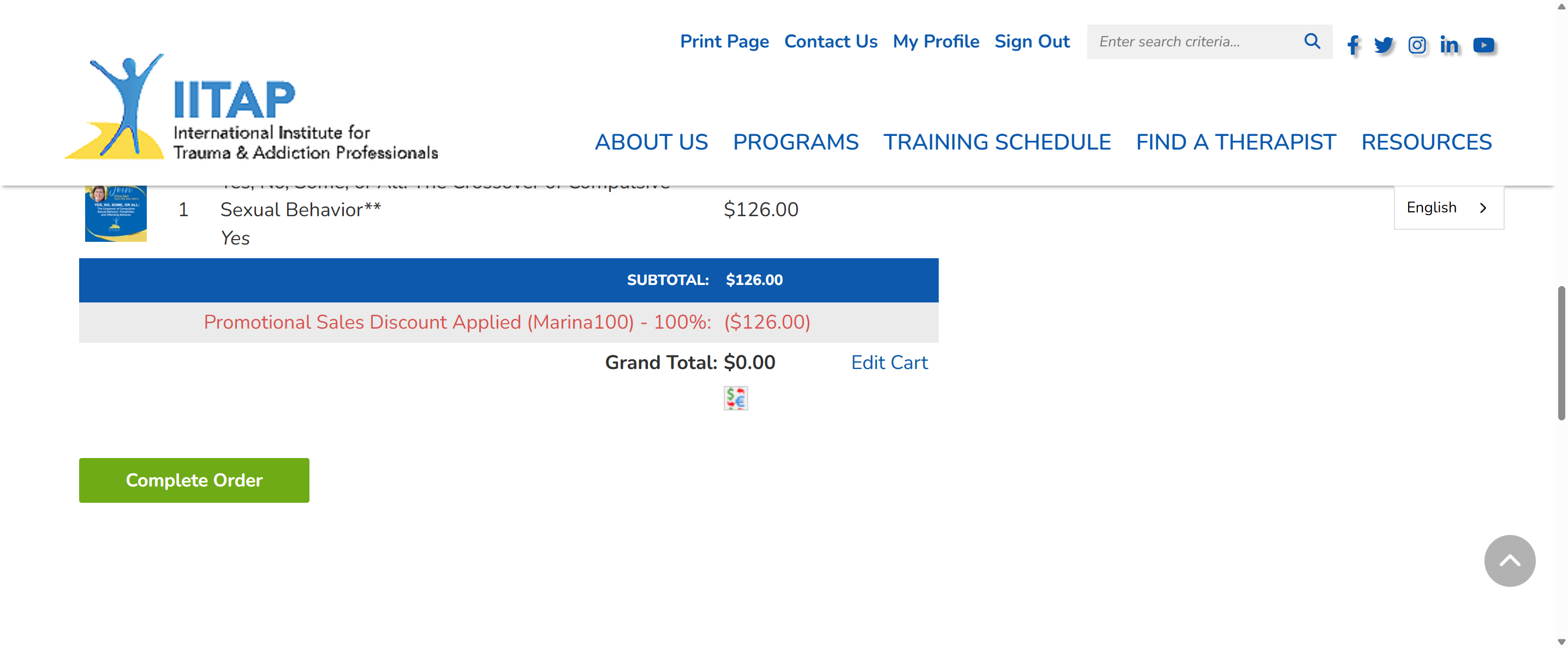 Review your information for correctness then: Click on Complete Order
