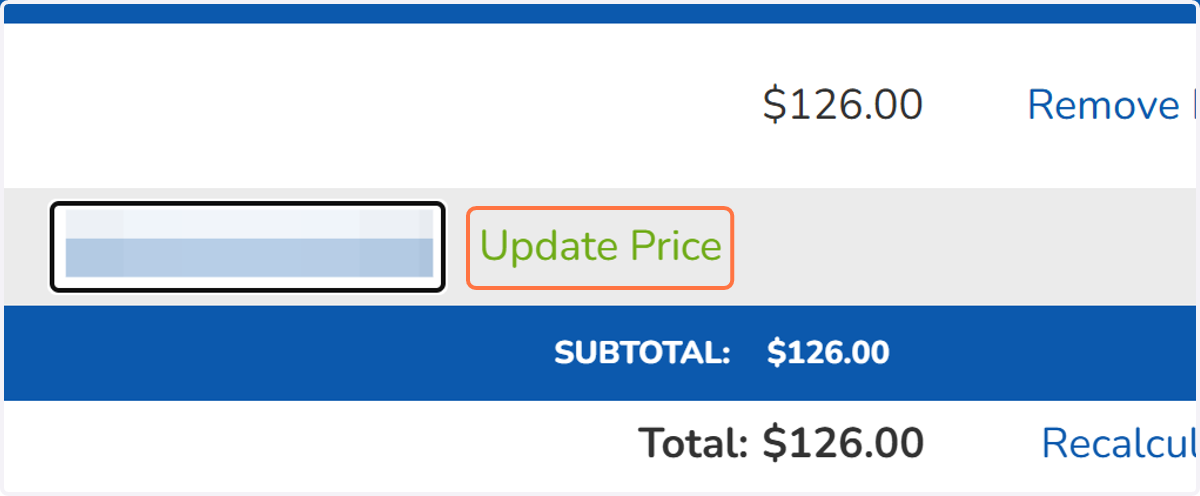 Click on Update Price next to the Promo Code