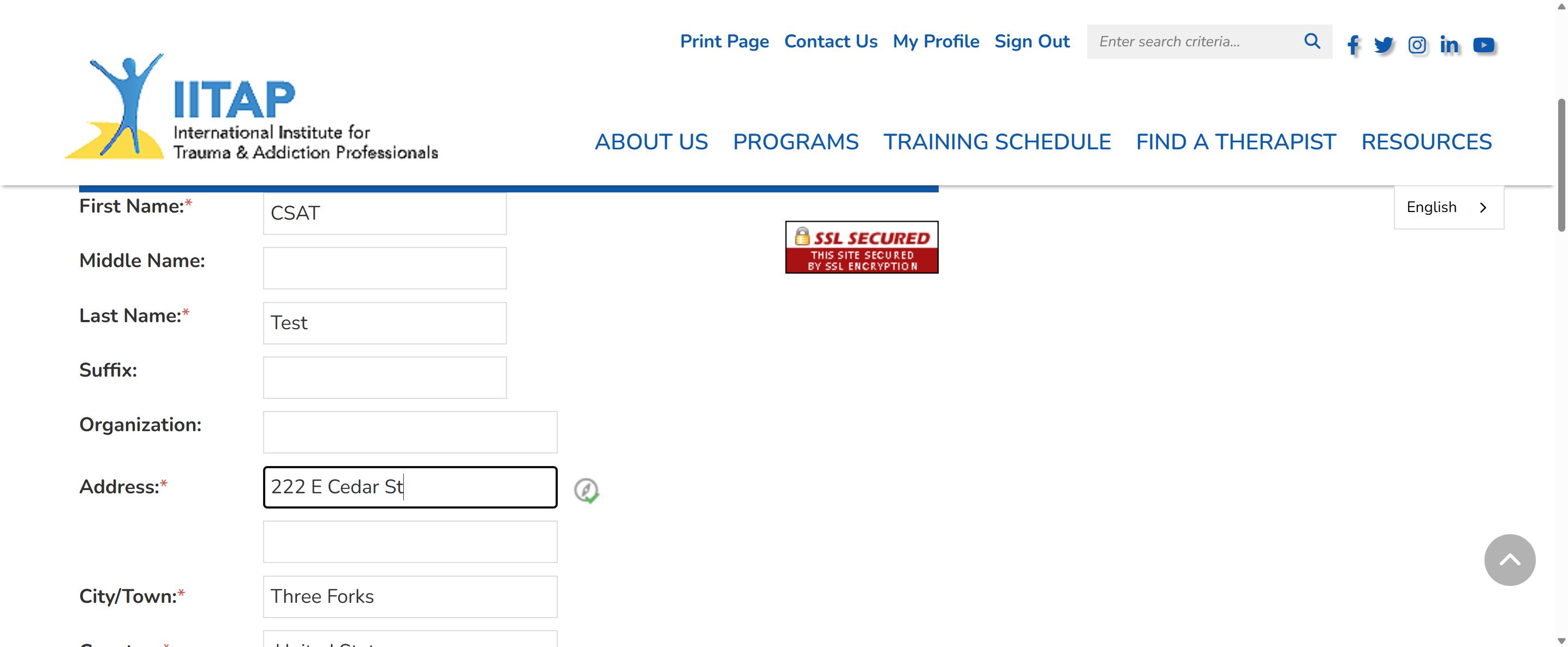 Fill out your information in all the required fields