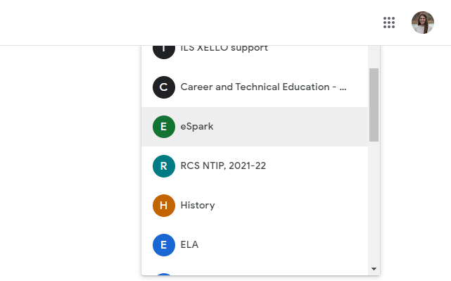 Select the class you want to share to
