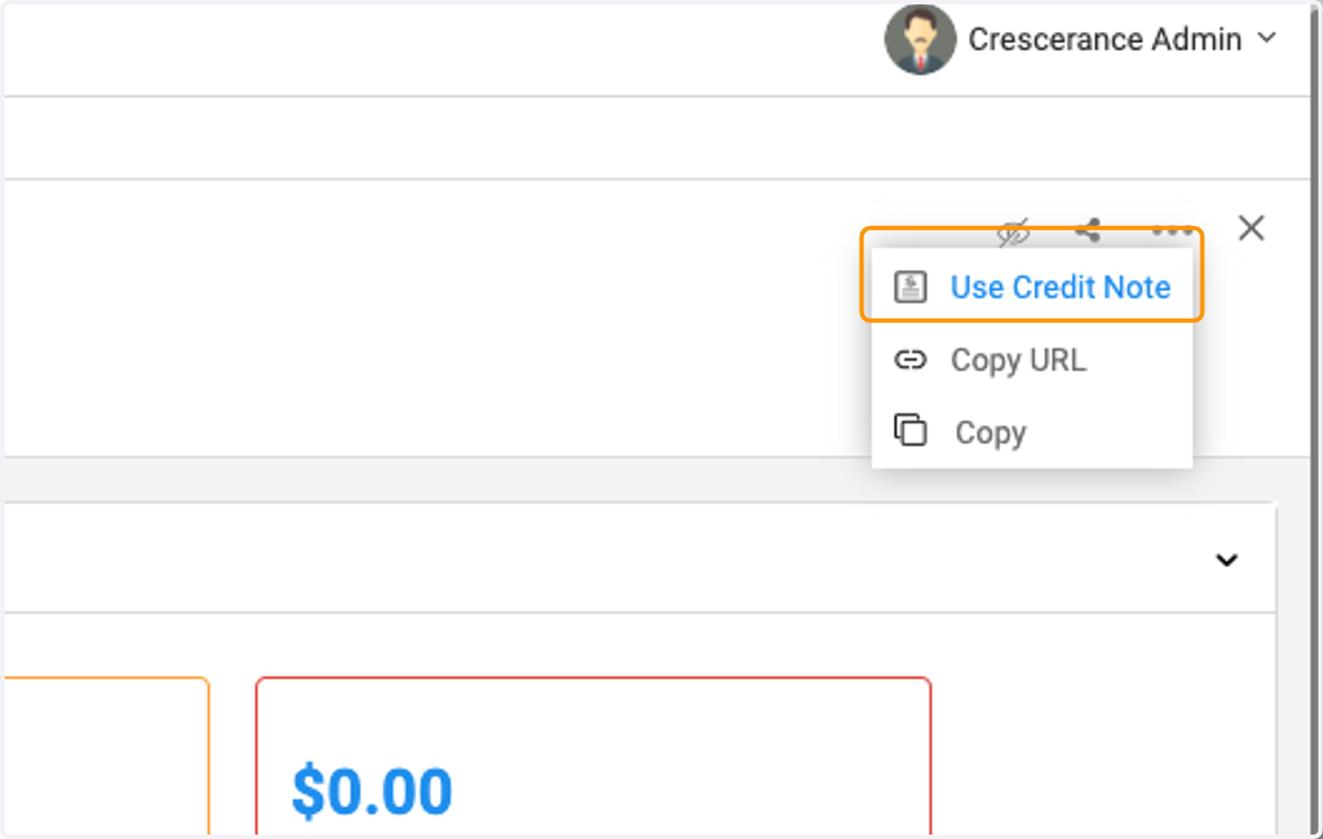 Click on Use Credit Note