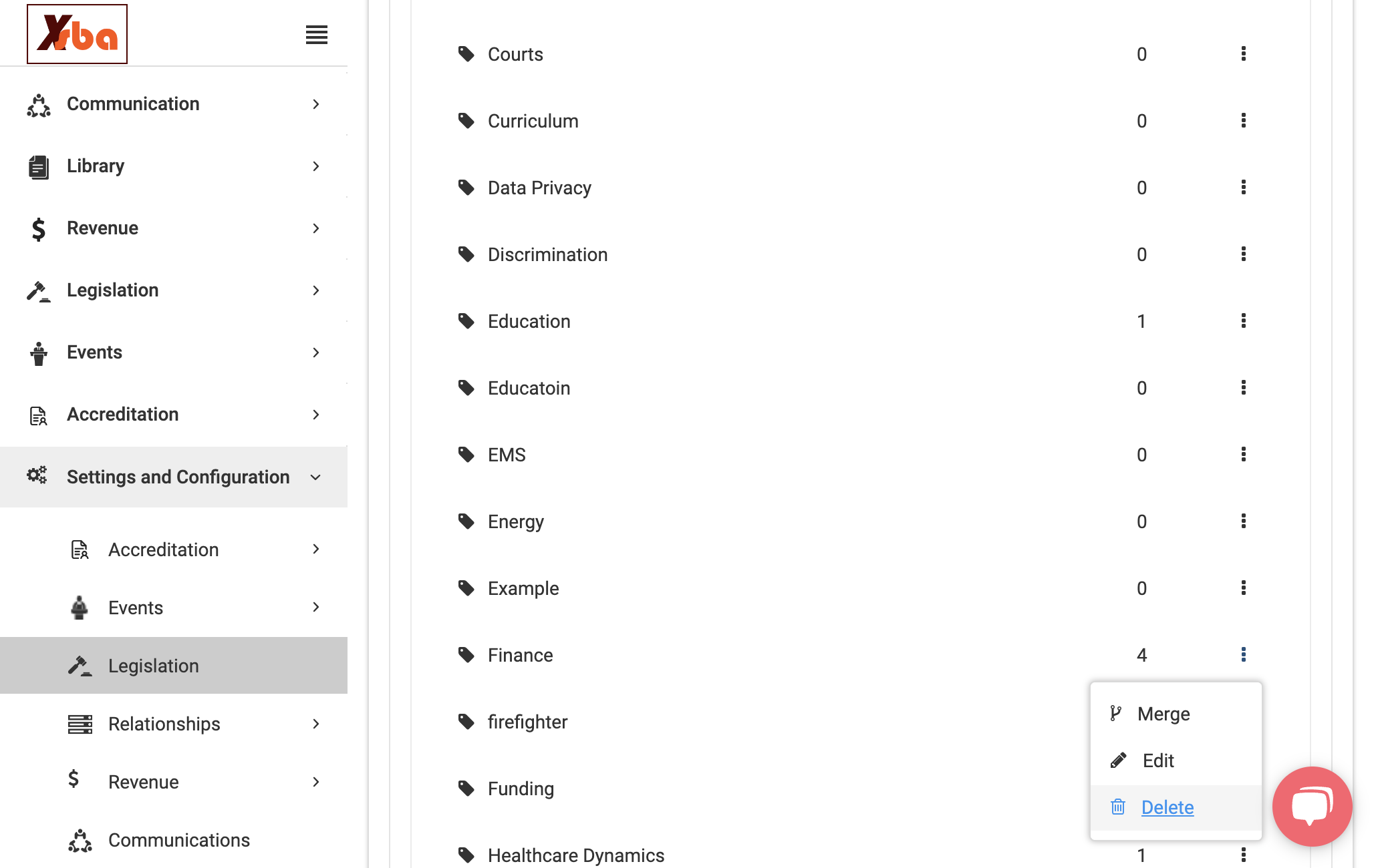 Click on ellipses and select 'Delete' to delete a tag