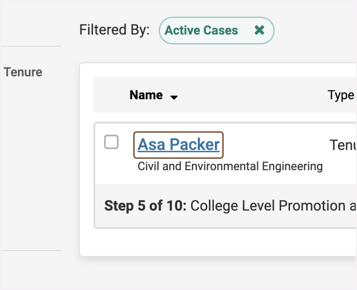 Click on the candidate's name