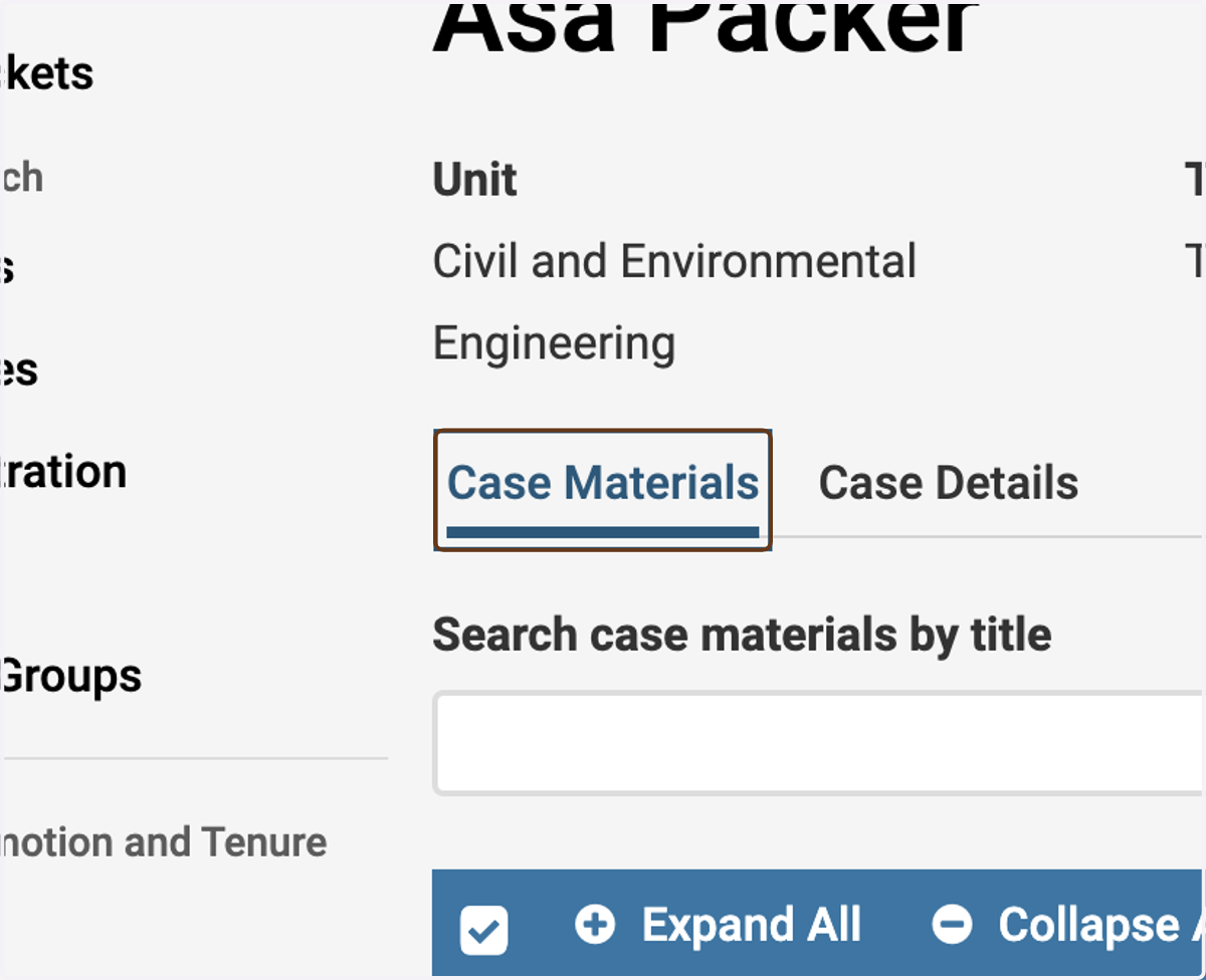 Make sure you are on the Case Materials tab