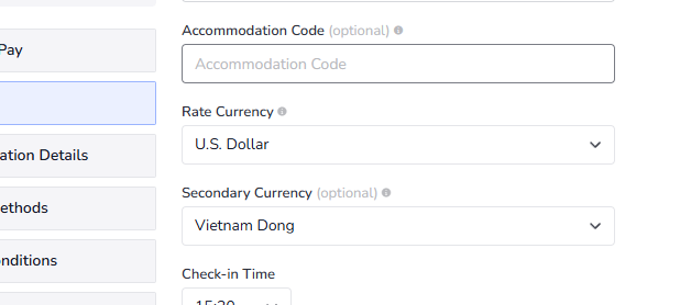 Accommodation code: Accommodation Code (hotelcode) is used to connect to the PMS or OTA-API. Please contact us if you need to generate the code. The code is distinct for each hotel.