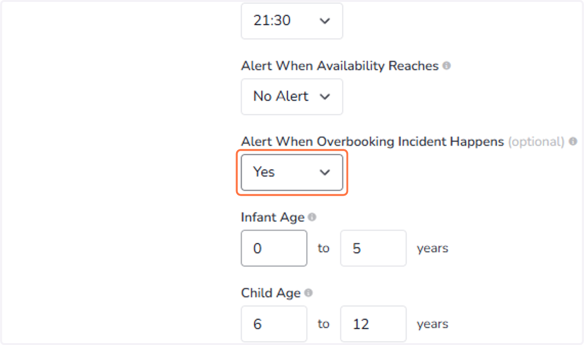 Alert When Overbooking Incident Happens (optional): Activates an automated alert that will be sent whenever the system detects any overbooking incident.