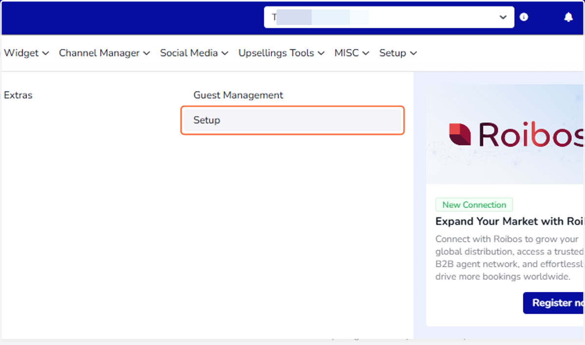 Click on Setup