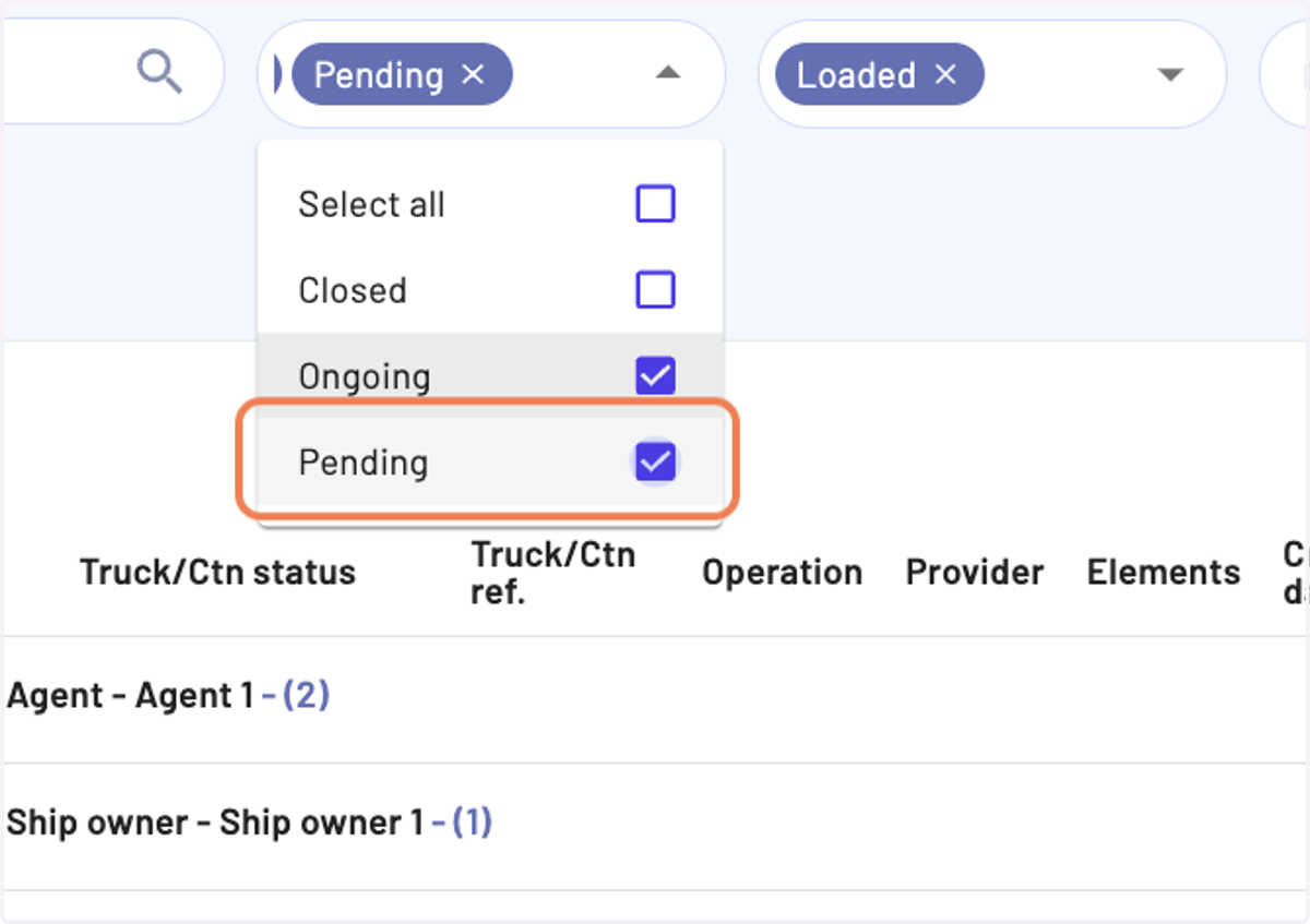 In the "Invoices & Payables" menu, access the "Vendor payables" page. You can filter by status to see only the "Ongoing" and "Pending" reports