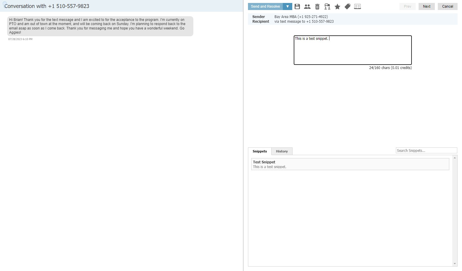 Click on Send and Resolve