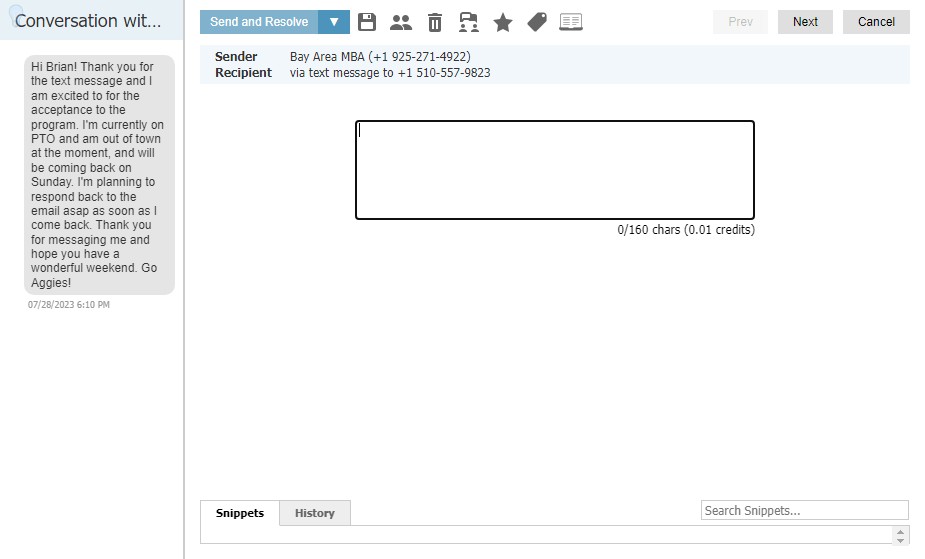 Click Send and Resolve if you want to send the message and end the conversation