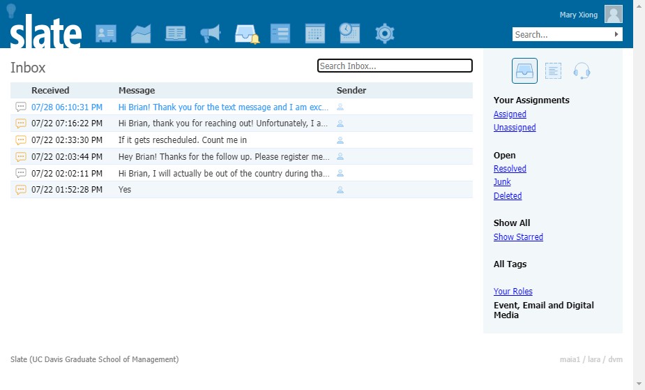 Select SMS message that you want to respond to